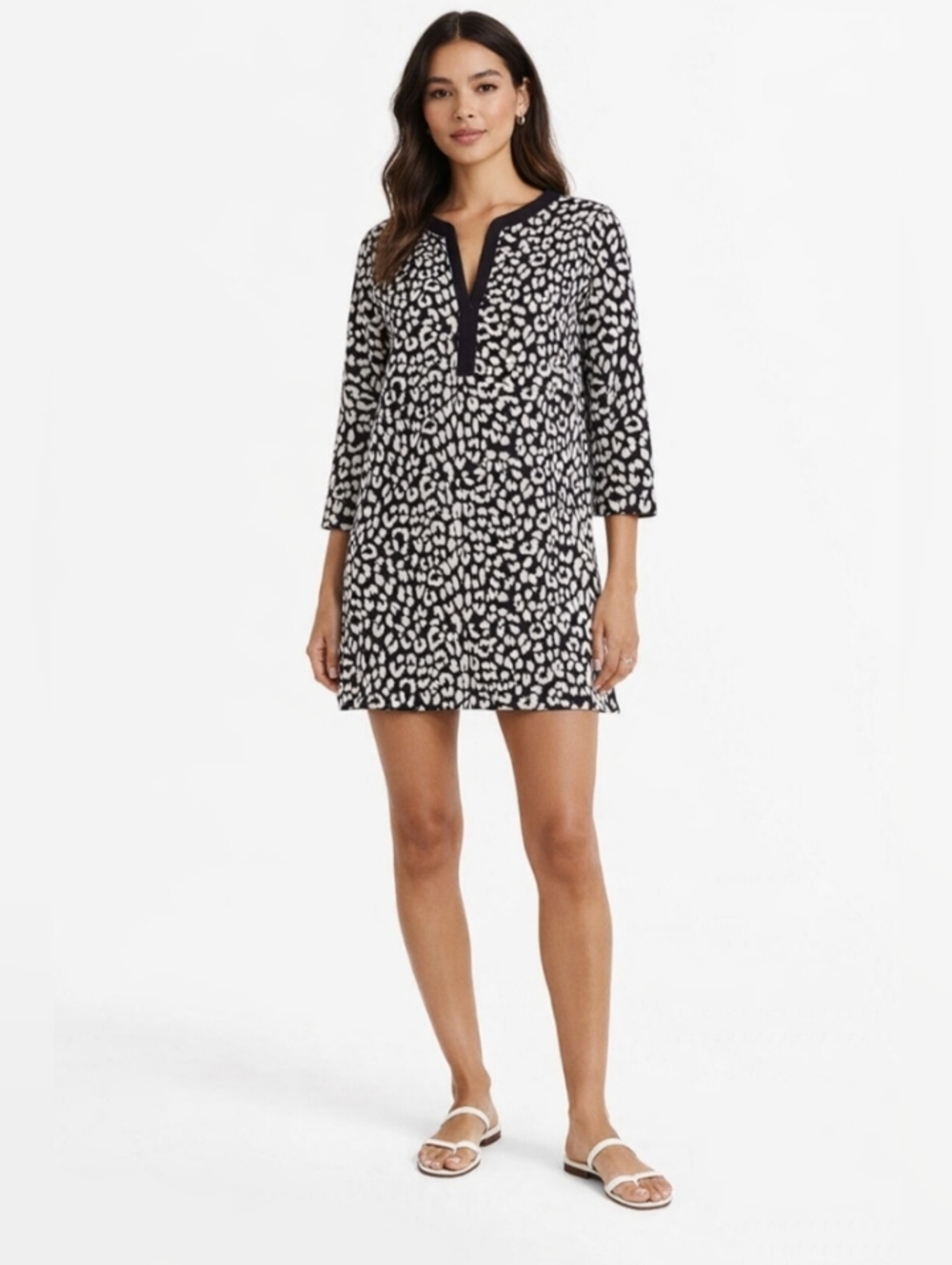 Lands' End Black and WhiteGraphic Tunic Dress - Picture 12 of 12